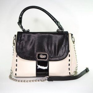 WHBM Ivory Black Snap Crossbody Shoulder Bag